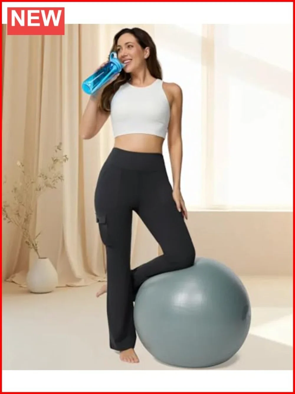 High Waisted Flare Yoga Leggings with 6 Pockets Bootcut Pants
